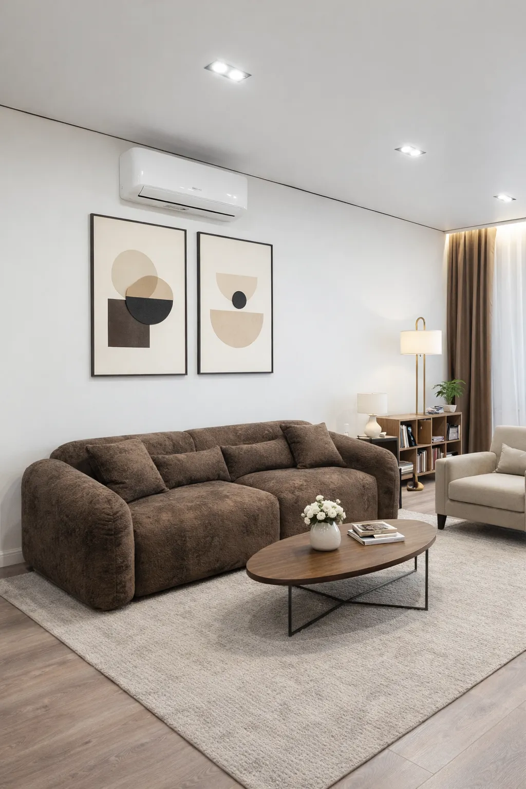RinadorLux canapeaua Ron-Bon cu design rotunjit în living modern, tapițerie premium și confort generos